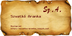 Szvatkó Aranka névjegykártya